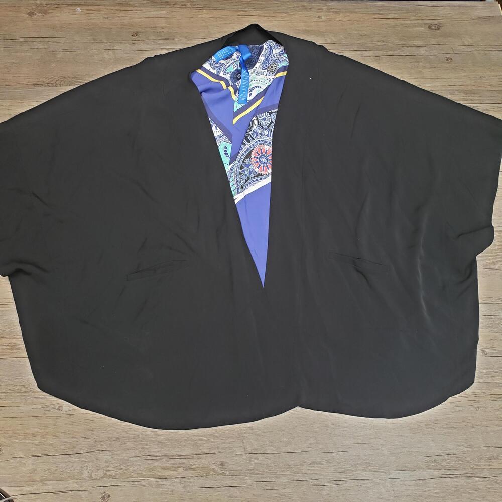 Kit And Ace Jacket Womens M/L Black Silk Kimono Paisley Lined Open Coverup